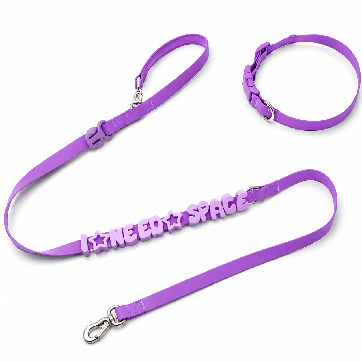 Personalized PVC dog collar and matching leash — Lavender Purple